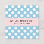 Blaue Polka-Punkte, Polka-Dot-Muster, Punkte, gepu Quadratische Visitenkarte (Vorderseite)