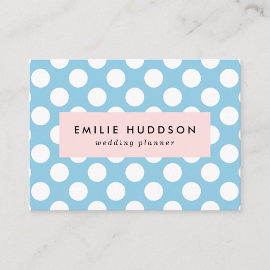 Blaue Polka-Punkte, Polka-Dot-Muster, Punkte, gepu Visitenkarte (Vorderseite)