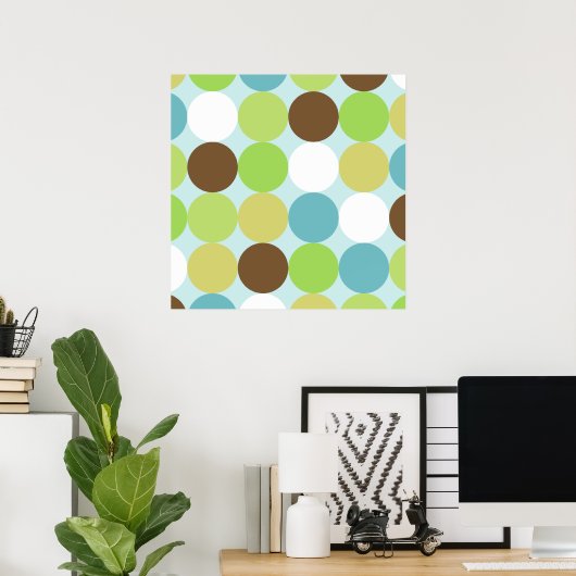 Blaue Polka-Punkte Poster (Heimbüro)