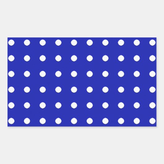 Blaue Polka-Punkte Rechteckiger Aufkleber (Vorderseite)