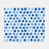 Blaue Polka Punkte, wasserfarbenes, nahtloses Must Fleecedecke (Vorderseite (Horizontal))