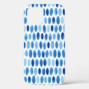 Blaue Polka Punkte, wasserfarbenes, nahtloses Must iPhone 12 Hülle