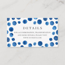 Blaue Polka punktet mit Hochzeitsdetails. Wasserfa