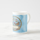 Blaue Pollinator-Garten Bone China Tasse (Vorderseite Rechts)