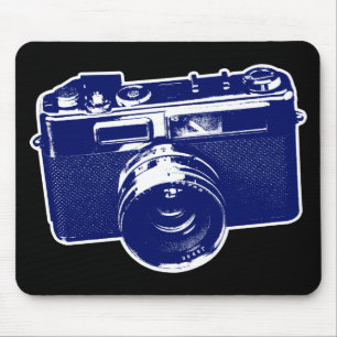 Blaue Pop-Art-Kamera Mousepad