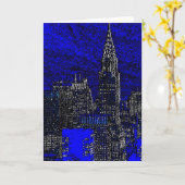 Blaue Pop-Kunst-New- York Citygruß-Karte Karte (Gelbe Blume)