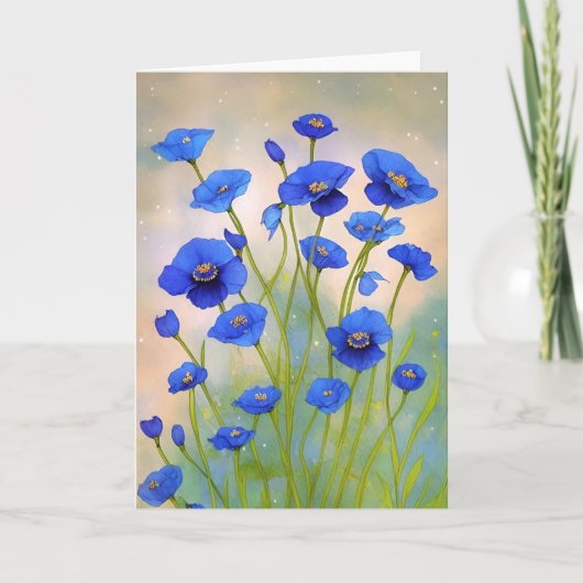 Blaue Poppies Karte (Vorderseite)