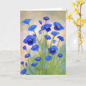 Blaue Poppies Karte (Gelbe Blume)