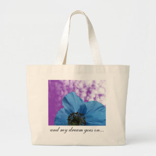 BLAUE POPPY Blume Traum lila Jumbo Stoffbeutel