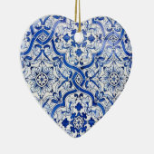 Blaue Portugiese Azulejo Herz-Weihnachtsverzierung Keramik Ornament (Rechts)