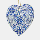 Blaue Portugiese Azulejo Herz-Weihnachtsverzierung Keramik Ornament (Links)