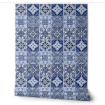Blaue portugiesische Azulejo-Fliesenmuster-Vinylfo