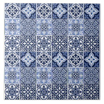 Blaue portugiesische Azulejo-Muster-Keramikfliese