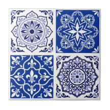 Blaue portugiesische Azulejo-Muster-Keramikfliese