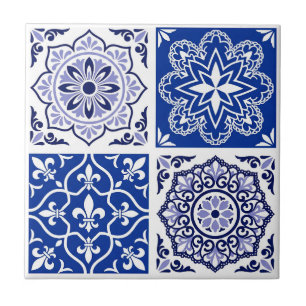 Blaue portugiesische Azulejo-Muster-Keramikfliese Fliese