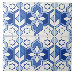 Blaue portugiesische Azulejo-Sechseck-Stern-Fliese Fliese