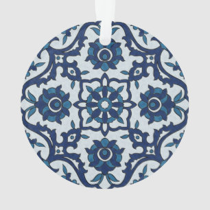 Blaue portugiesische Azulejos-Blumenkachel-Muster Ornament
