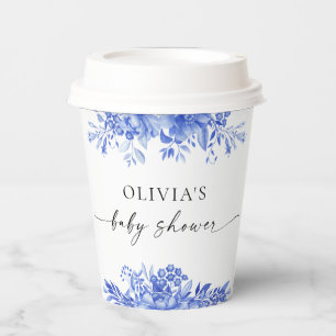 Blaue Porzellan-Blumen-Baby-Shower-Papierbecher Pappbecher