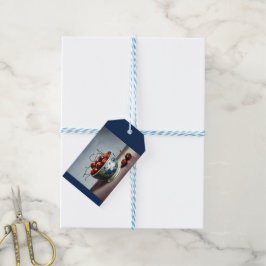 Blaue Porzellan & Kirschen Geschenkanhänger