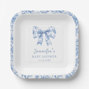 Blaue Porzellan-Schleife Floral Toile Baby Boy Sho Pappteller