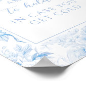 Blaue Porzellanflora Hochzeitsdecke Poster (Ecke)