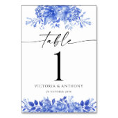 Blaue Porzellanhochzeit Tischnummer (Rückseite)