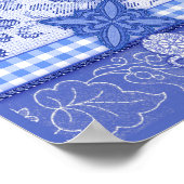 Blaue Porzellanvögel und Birdcage Poster (Ecke)