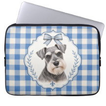 Blaue präppy Laptop-Hülle für Miniature Schnauzer