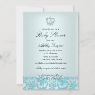 Blaue Prinz Baby Shower Einladung