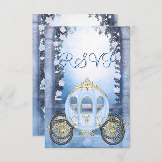 Blaue Prinzessin Carriage Verzauberte UAWG RSVP Karte (Vorne/Hinten)
