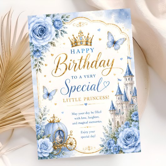 Blaue Prinzessin Erster Geburtstag Karte