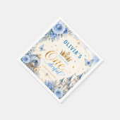 Blaue Prinzessin One-derful Erster Geburtstag Serviette (Ecke)
