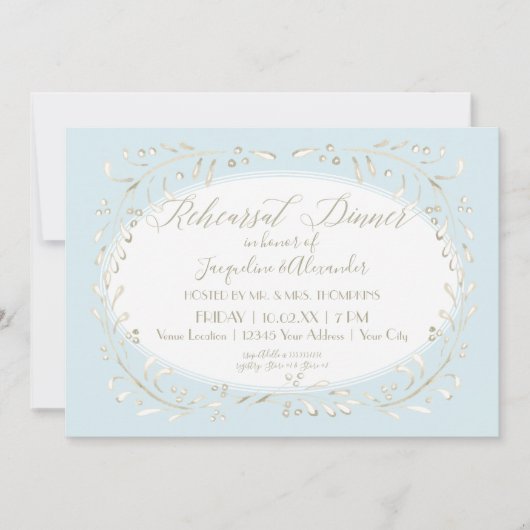 Blaue Probe Abendessen Einfache Wasserfarben Blätt Einladung (Vorderseite)