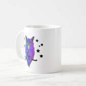 Blaue psychedelische heidnische Eule Kaffeetasse (Vorderseite Links)