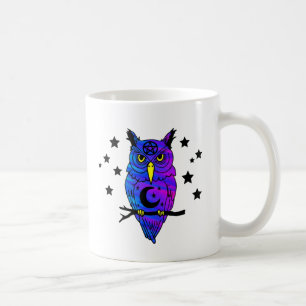 Blaue psychedelische heidnische Eule Kaffeetasse