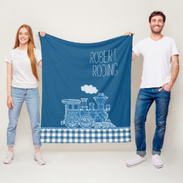 Blaue Puffdampf-Zug-Peitsche Grafik Fleecedecke
