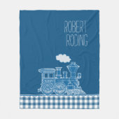Blaue Puffdampf-Zug-Peitsche Grafik Fleecedecke (Vorderseite)
