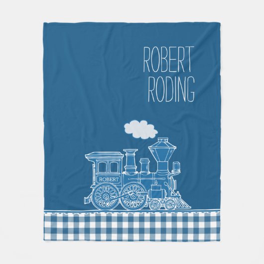Blaue Puffdampf-Zug-Peitsche Grafik Fleecedecke (Vorderseite)