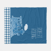 Blaue Puffdampf-Zug-Peitsche Grafik Fleecedecke (Vorderseite (Horizontal))