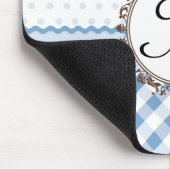 Blaue Punkt, Karo und Streifen mit Monogramm Mousepad (Ecke)