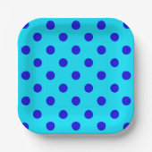 Blaue Punkte auf Cyan-Musterdesign Pappteller (Vorderseite)