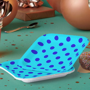 Blaue Punkte auf Cyan-Musterdesign Pappteller