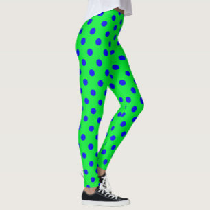Blaue Punkte auf grünem Hintergrund Muster Design Leggings