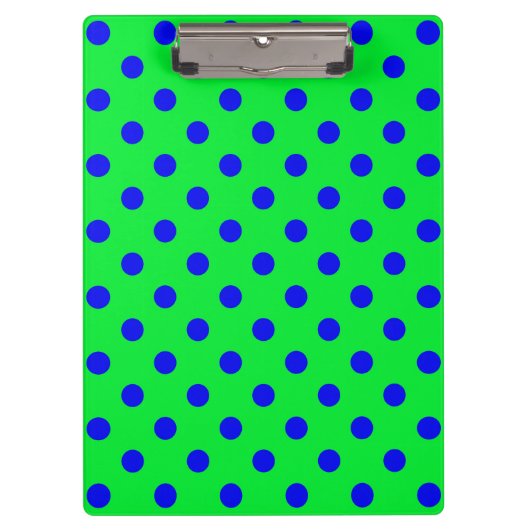 Blaue Punkte auf grünem Hintergrund Musterdesign Klemmbrett (Vorderseite)