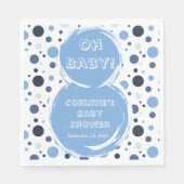 Blaue Punkte Baby Shower Papier Serviette (Vorderseite)