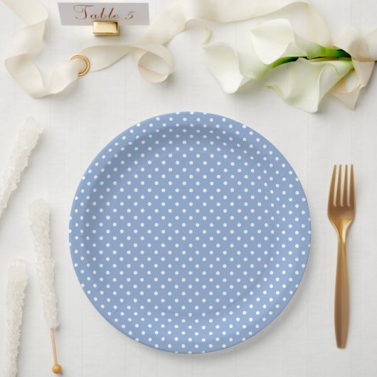 Blaue Punkte-Babyparty Pappteller (Hochzeit)