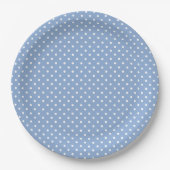Blaue Punkte-Babyparty Pappteller (Vorderseite)