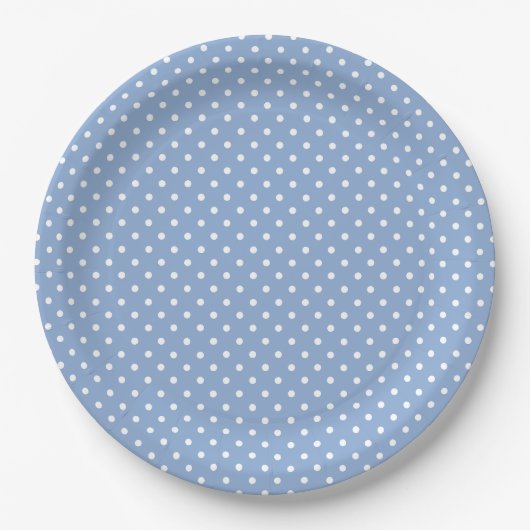 Blaue Punkte-Babyparty Pappteller (Vorderseite)