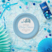 Blaue Punkte Elefanten Babyparty / Sprinkle Pappteller (Party)