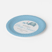 Blaue Punkte Elefanten Babyparty / Sprinkle Pappteller (Schrägansicht)